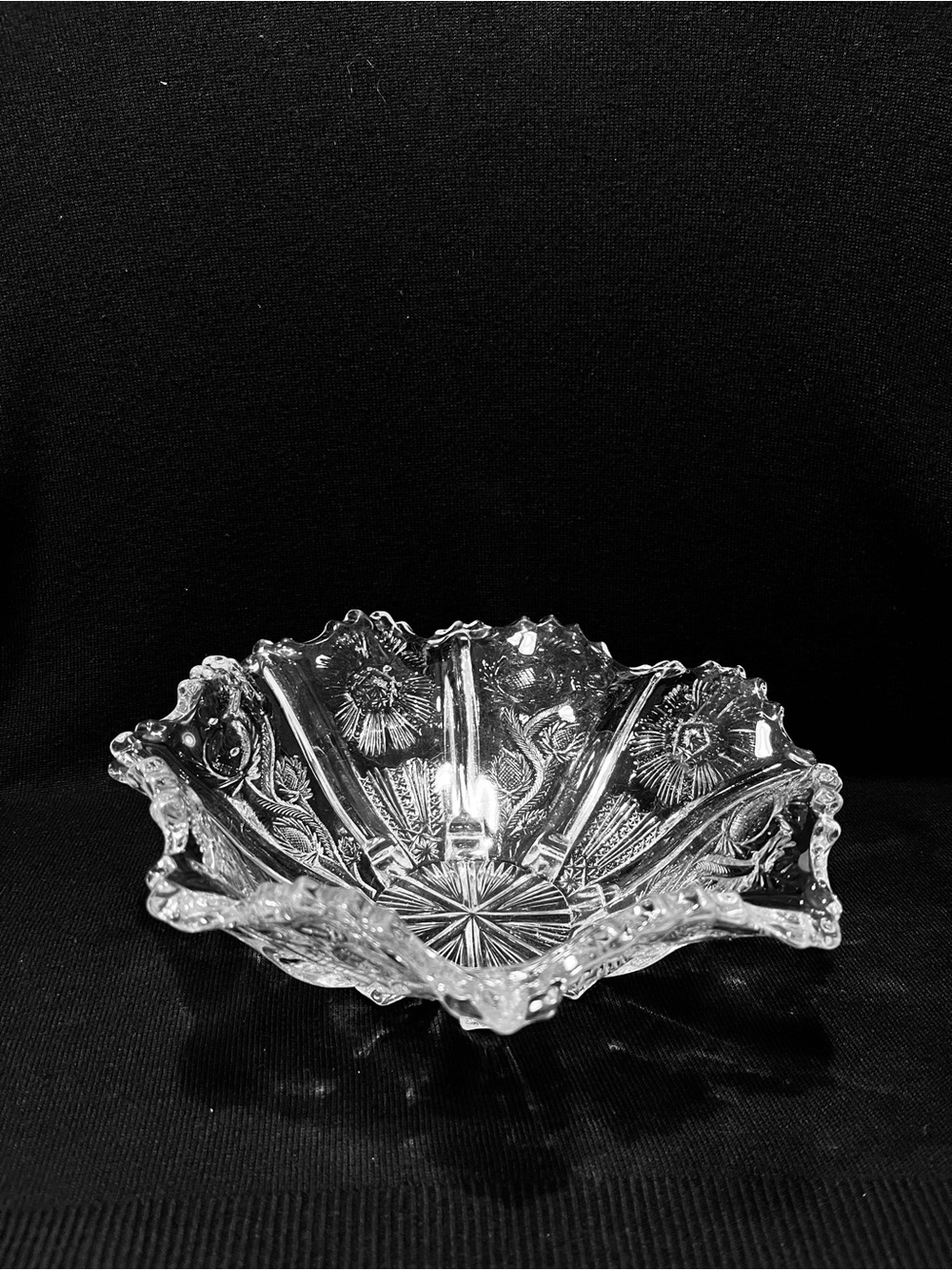 Antique Higbee Panelled Thistle Delta Bowl EAPG 1910’s Diameter 9”